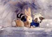 Raccoon Loves Rabbit (private commission, series 2/4) - watercolor 2013